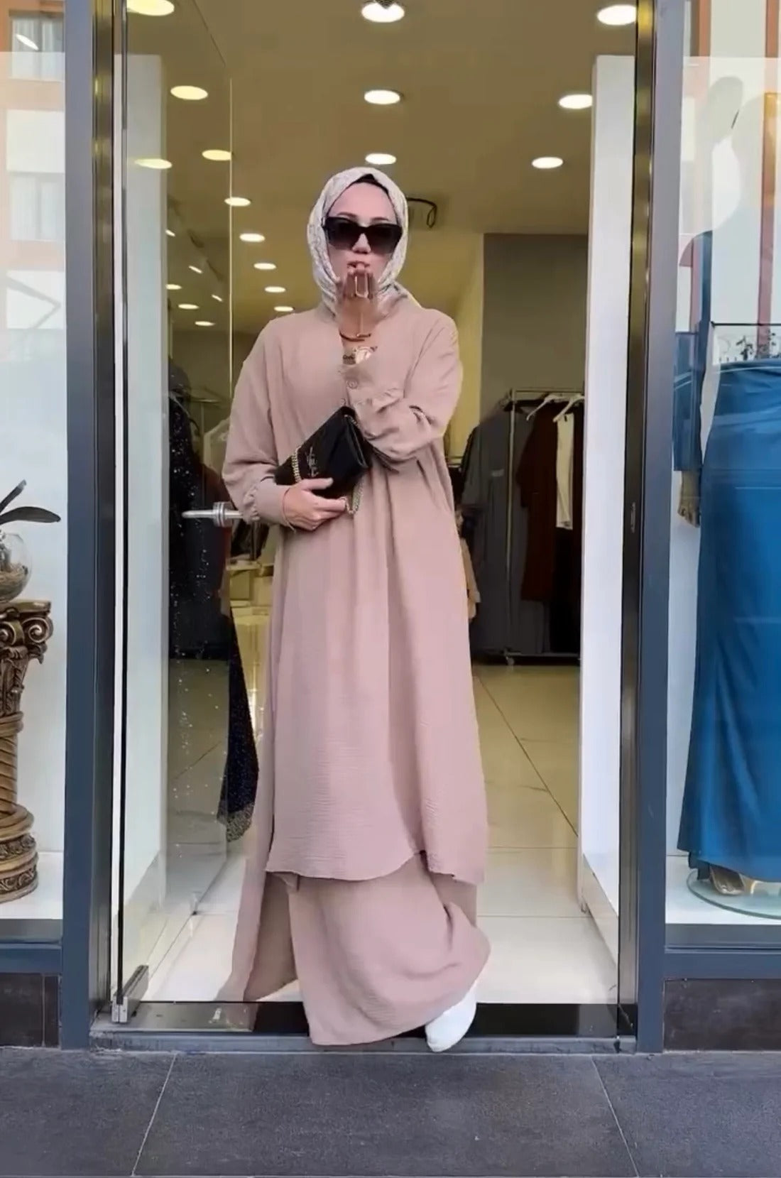 Women's Long Shirt & Loose Trouser Set CT600