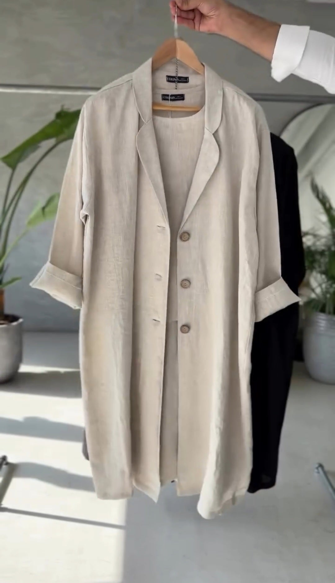 Women's Coat Style Long Shirt 3-Pcs Set CT565