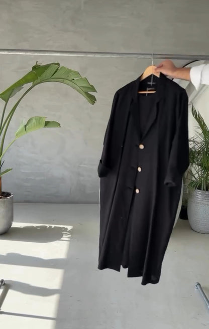 Women's Coat Style Long Shirt 3-Pcs Set